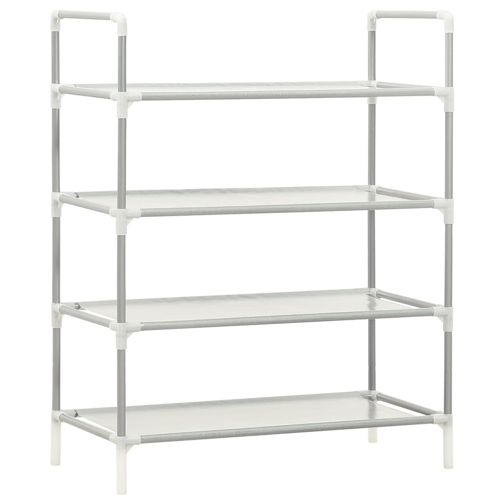vidaXL Silver Shoe Rack - Industrial Style Metal Frame with Non-woven Fabric Shelves - Lightweight, Sturdy & Easy to Assemble - Perfect for Organizing Shoes & Keeping Your Space Tidy