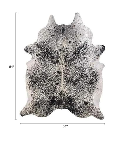 HomeRoots Salt & Pepper Black/White Cowhide, Microsuede 5' X 7' Salt and Pepper Black and White Cowhide Area Rug