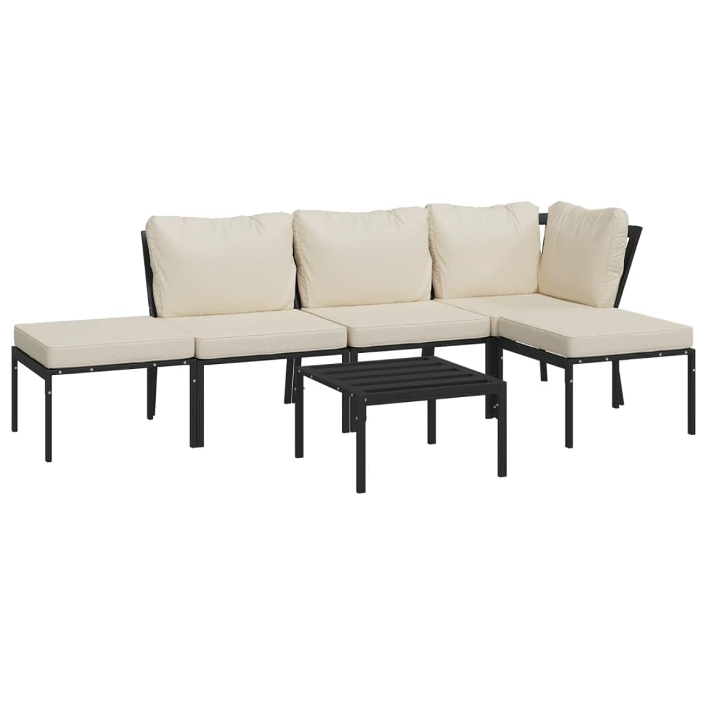 vidaXL 6 Piece Patio Lounge Set with Sand Cushions Steel