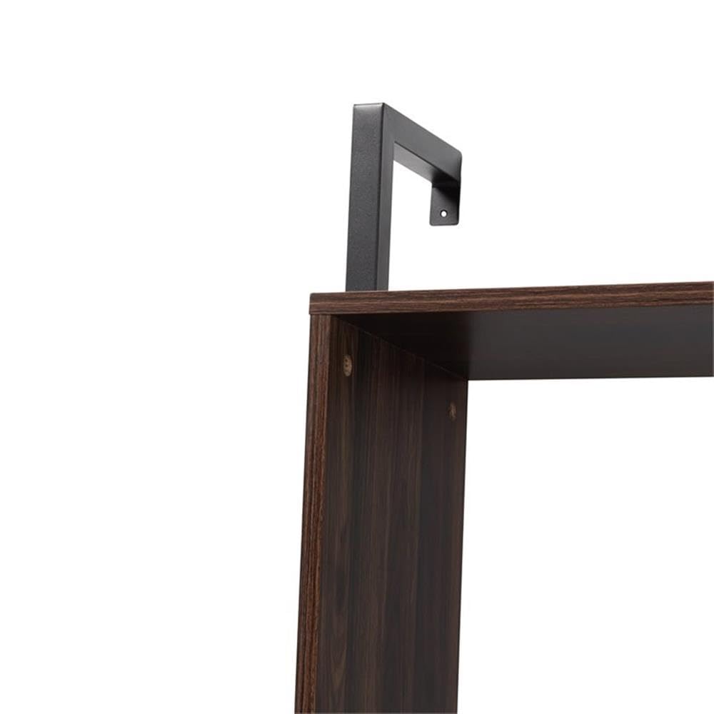 Baxton Studio Fariat Modern Industrial Walnut Brown Finished Wood and Black Metal Display Shelf with Desk