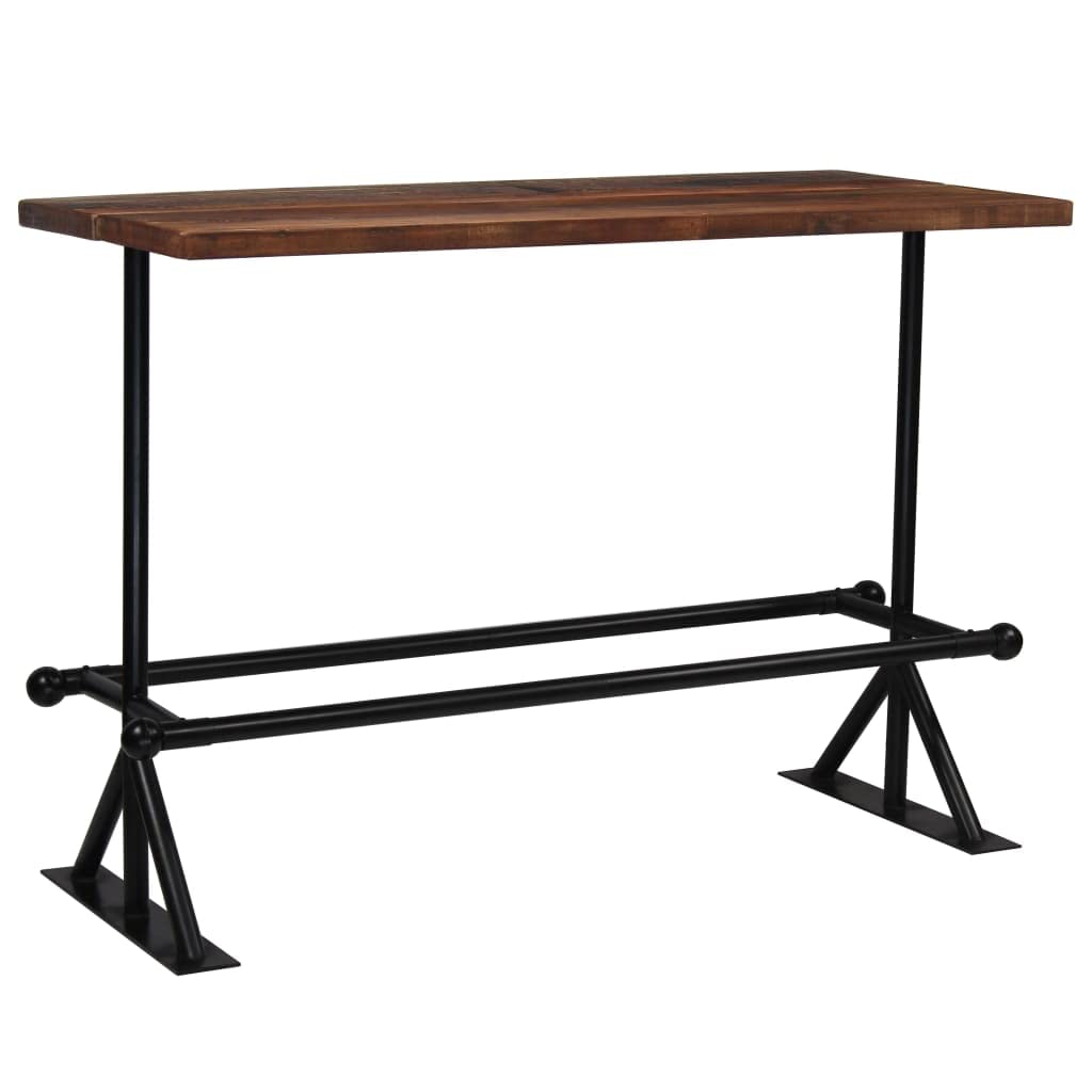 vidaXL Rectangular Reclaimed Wood Bar Table, Dark Brown, Industrial Style, Sturdy Steel Legs, Weathered and Aged Wood Construction, Unique Grain Structure, 59.1&quot;x27.6&quot;x42.1&quot;, Easy Assembly