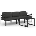 vidaXL 3 Piece Outdoor Patio Lounge Set - Aluminum and Cushion Construction - Comfort-Designed Modular Sectional Sofa - Anthracite Color