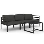 vidaXL 3 Piece Outdoor Patio Lounge Set - Aluminum and Cushion Construction - Comfort-Designed Modular Sectional Sofa - Anthracite Color