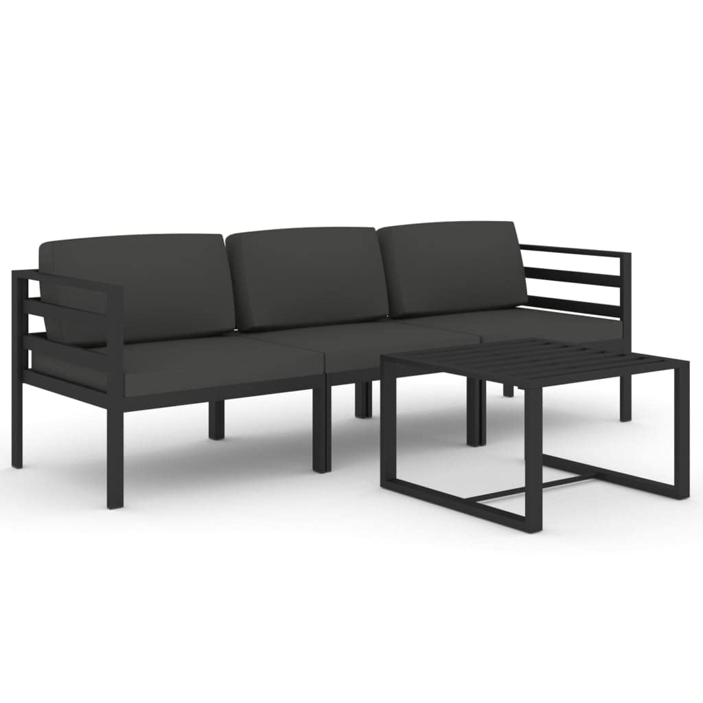 vidaXL 3 Piece Outdoor Patio Lounge Set - Aluminum and Cushion Construction - Comfort-Designed Modular Sectional Sofa - Anthracite Color