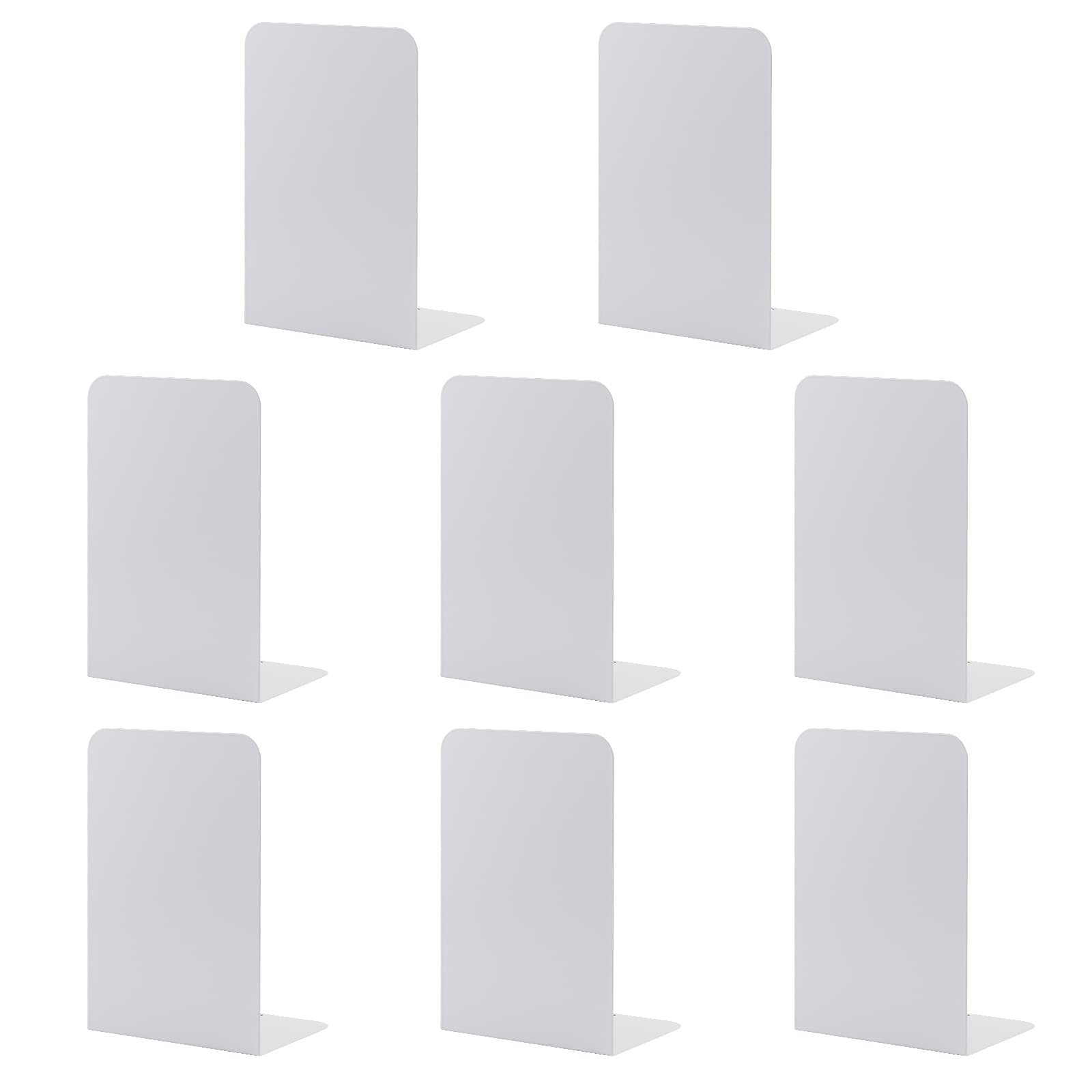 Msdada Bookends, 4 Pairs/8Pcs, White Metal, Modern Minimalist Style, Office & Book Shelves