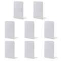Msdada Bookends, 4 Pairs/8Pcs, White Metal, Modern Minimalist Style, Office & Book Shelves