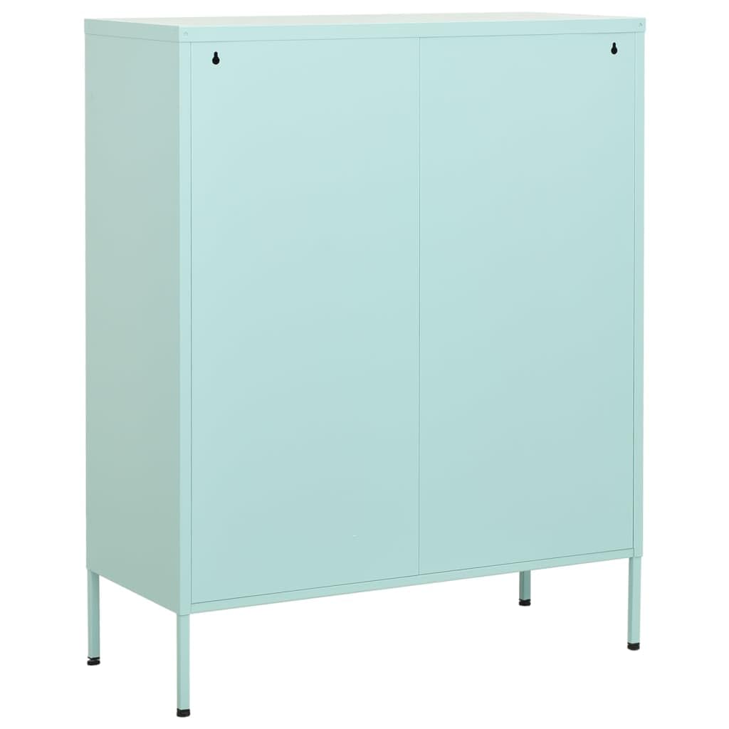 vidaXL Steel Storage Cabinet, Versatile Organizer with 2 Doors, 2 Fully Extendable Drawers with 3 Sections ballbearing Runners, Adjustable Shelf - Mint