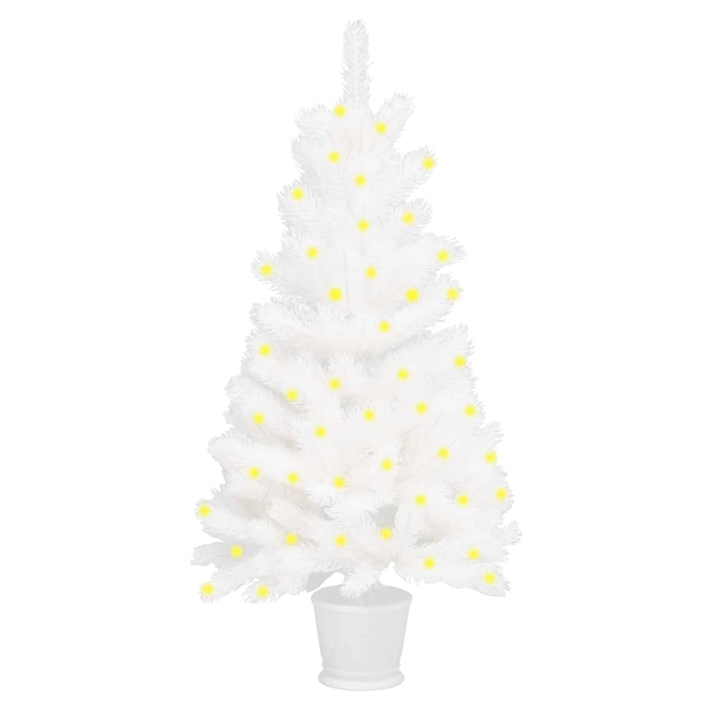 vidaXL Artificial Christmas Tree with LEDs Accessory Light Ornament Display Festival Holiday Home Artificial Tree Xmas Decoration White