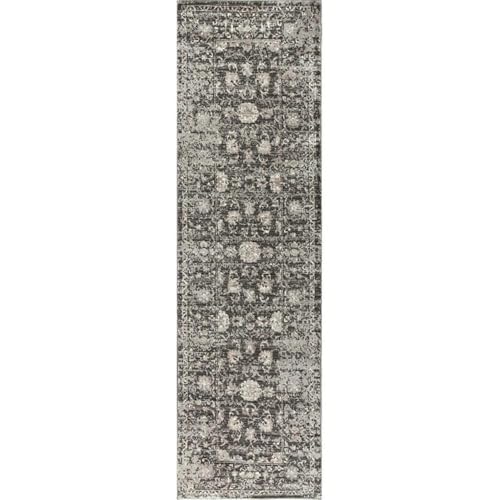 Alora Decor Swagger 2'3" X 7'7" Floral Distress Gray/Dk Gray/Tan/Ivory/Black Rug