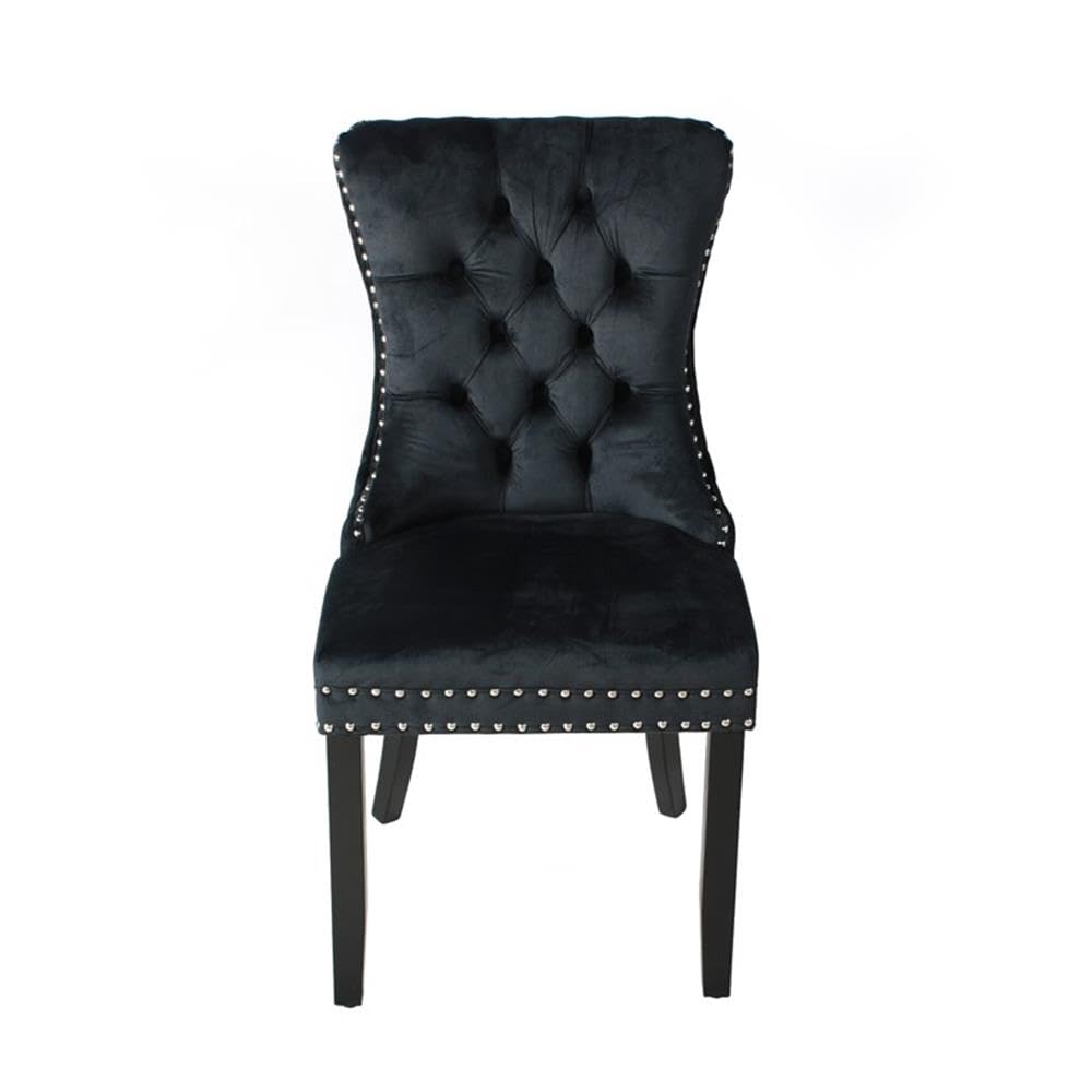 Better Home Products Sofia Velvet Upholstered Tufted Dining Chair Set in Black