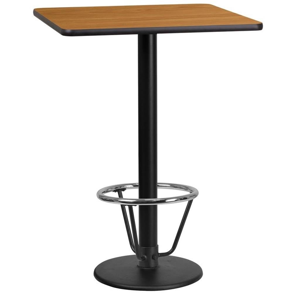 Flash Furniture Stiles 24'' Square Natural Laminate Table Top With 18'' Round Bar Height Table Base And Foot Ring