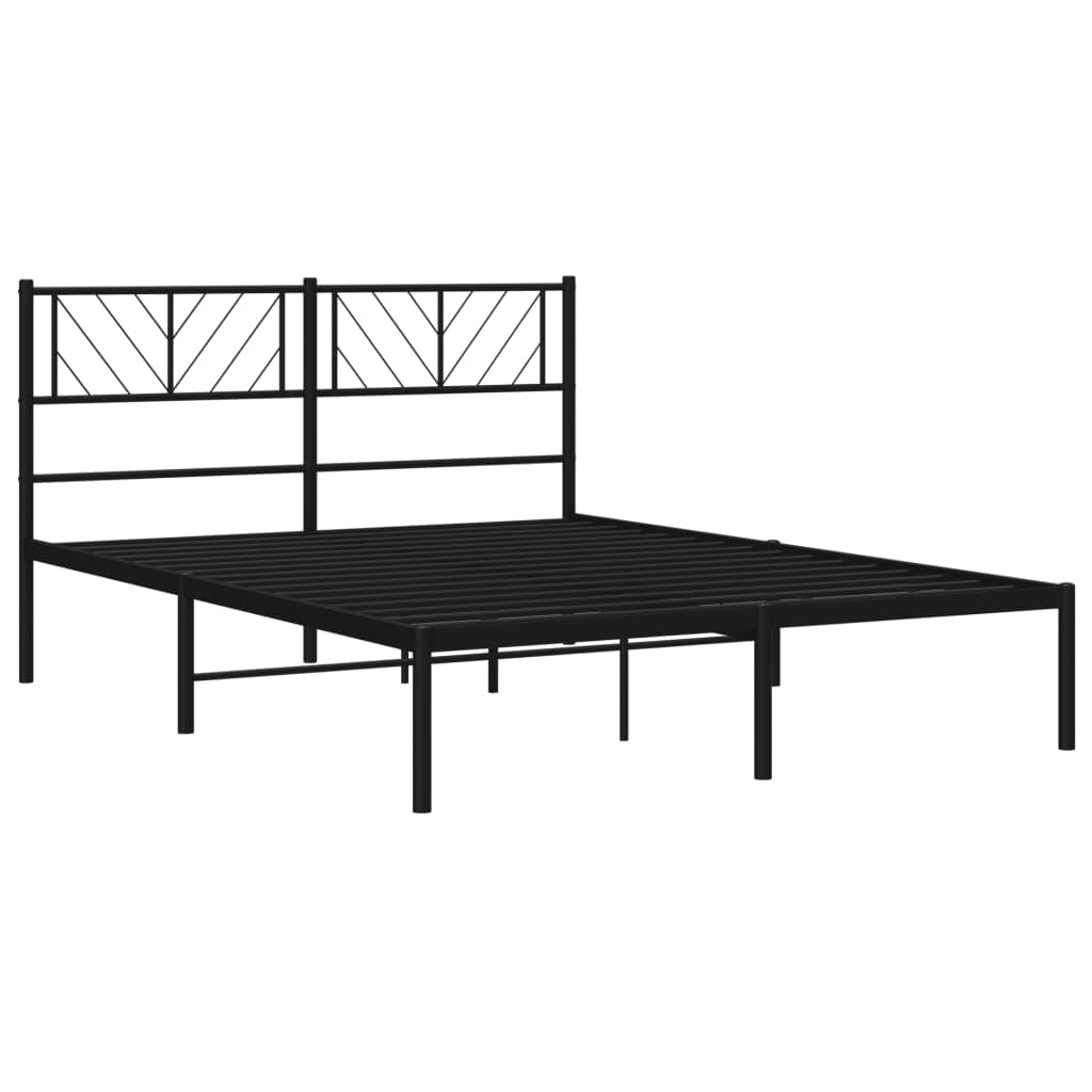 vidaXL Black Metal Bed Frame - Robust Powder-Coated Steel Structure with Extra Underbed Storage and Comfort Headboard