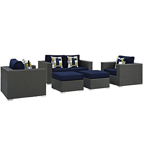 Modway Zephyr 5 Piece Outdoor Patio Sunbrella Sectional Set Wl-02638-Mw