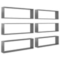 vidaXL Wall Cube Shelves 6 pcs High Gloss Gray 39.4"x5.9"x11.8" Engineered Wood