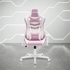 Techni Sport 17" Modern Fabric Ergonomic Gaming Chair in Pink/White
