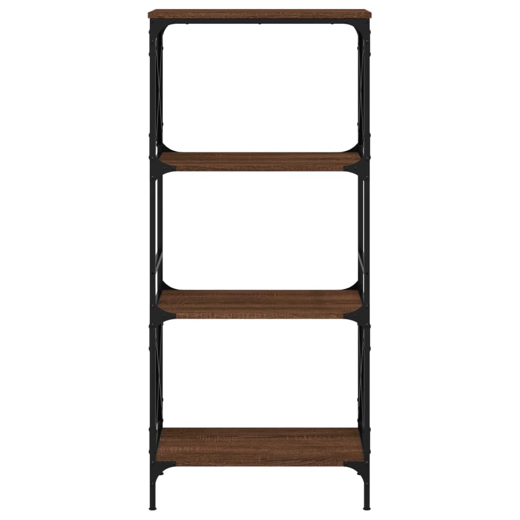 vidaXL 4-Tier Bookcase - Brown Oak Engineered Wood, Industrial Style Freestanding Bookshelf for Home and Office