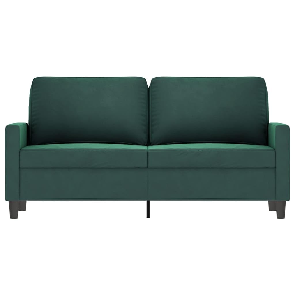 vidaXL Stylish 2-Seater Sofa in Dark Green - Velvet Upholstery - Modern Design for Living Room, Office or Lounge Area - Comfortable Foam-Filled Seats