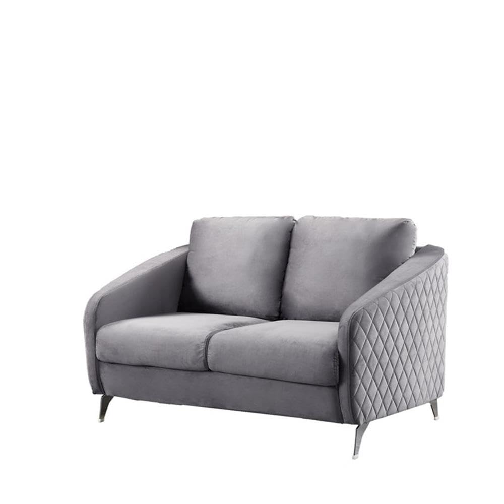 Lilola Home Damian Gray Velvet Fabric Sofa Loveseat Living Room Set - Thumbnail 3