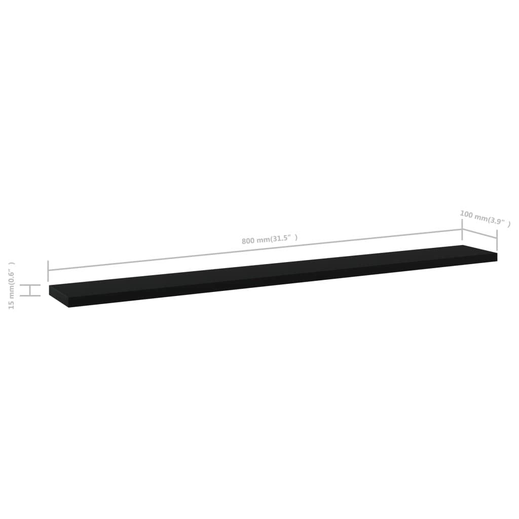Bookshelf Boards -SKM Bookshelf Boards 4 pcs Black 31.5&quot;x3.9&quot;x0.6&quot; Chipboard