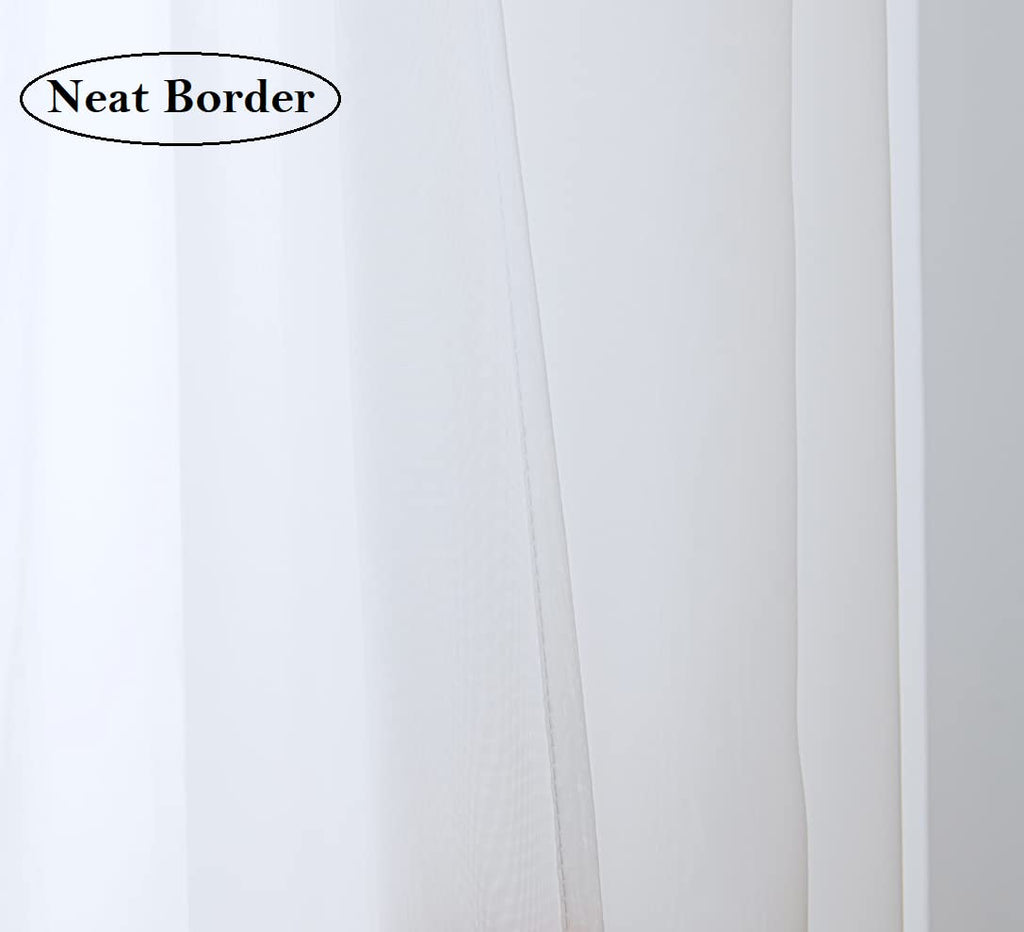 Pi White Sheer Tier Curtains 36 Inches Length With Ring Top,Small Polyester Café Curtains For Kitchen/Bathroom/Farmhouse/Basement 2 Panels(W42 X L36,Optical White)