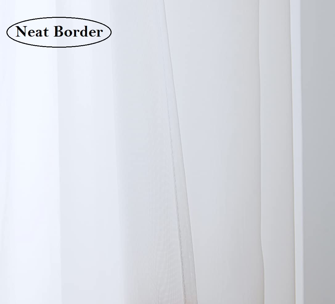 Pi Sheer White Curtains 84 Inches Length,Grommet Top Voile Textured Window Treatment For Bedroom/Living Room 2 Panels(W42Xl84,White)