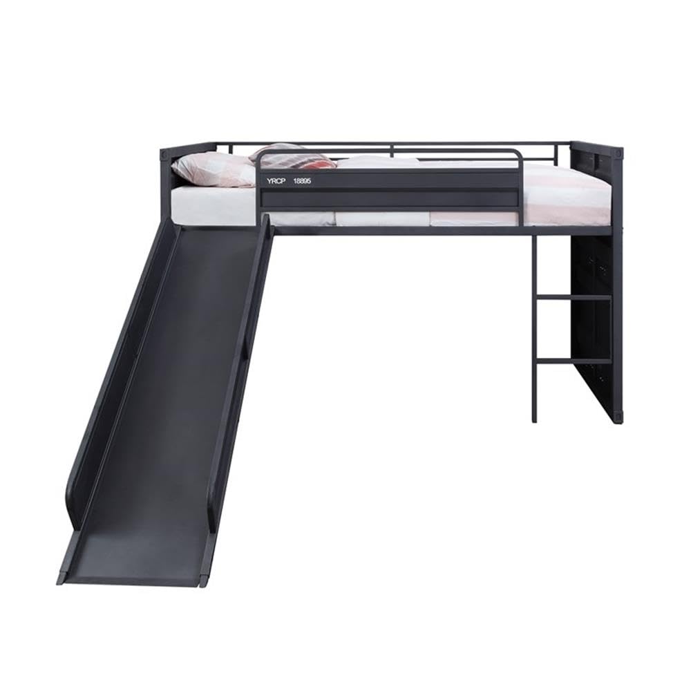 Acme Cargo Twin Metal Loft Bed with Slide and Slat System
