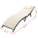 vidaXL Folding Sun Loungers 2 pcs with Table Poly Rattan Black