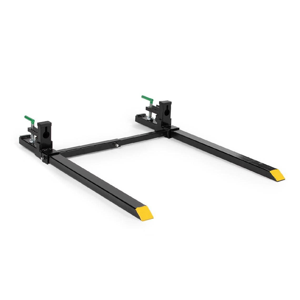 Titan Attachments Light-Duty 60' Clamp-On Pallet Forks With Adjustable Stabilizer Bar, 46' X 3' Fork Length, Rated 1,500 Lb,