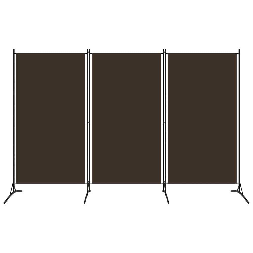 vidaXL 3-Panel Room Divider - Brown Fabric & Powder-Coated Iron Frame, Lightweight and Portable, Modern Room Partition for Bedrooms, Living Spaces, 102.4"x70.9"