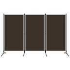 vidaXL 3-Panel Room Divider - Brown Fabric & Powder-Coated Iron Frame, Lightweight and Portable, Modern Room Partition for Bedrooms, Living Spaces, 102.4"x70.9"