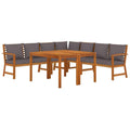 vidaXL Garden Dining Set with Cushions - 7 Piece Outdoor Patio Furniture, Solid Acacia Wood, Modular Design, Dark Gray Cushion Cover