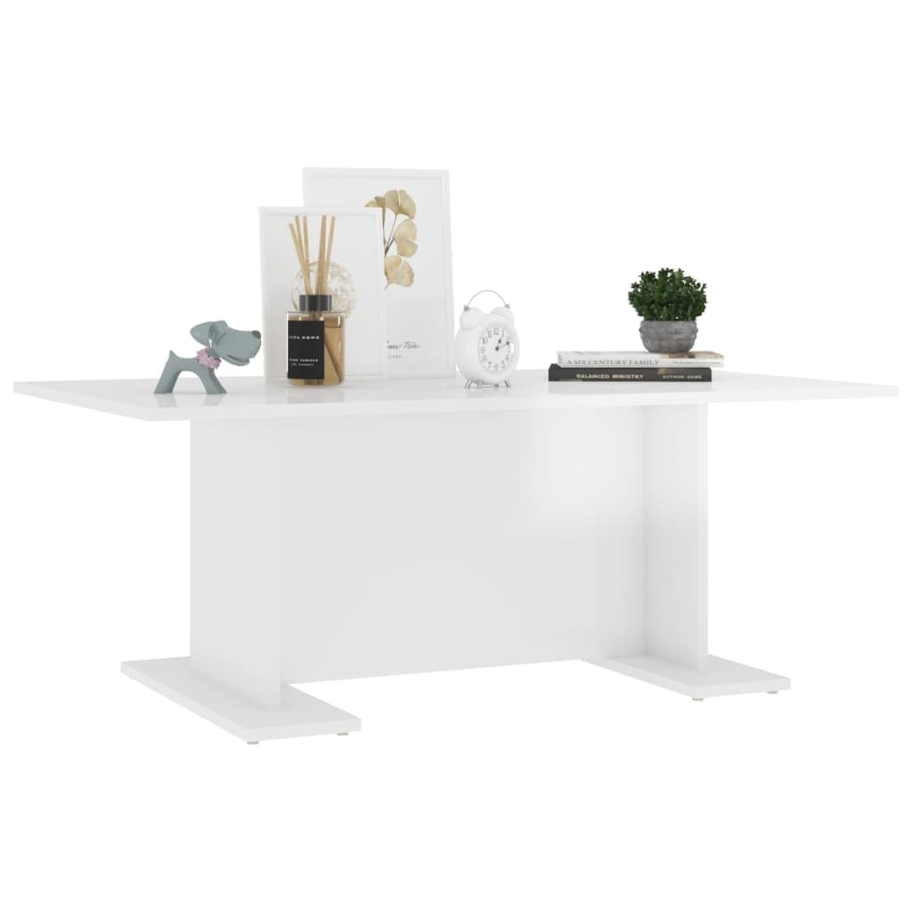 vidaXL Coffee Table High Gloss White 40.7"x23.6"x15.7" Engineered Wood