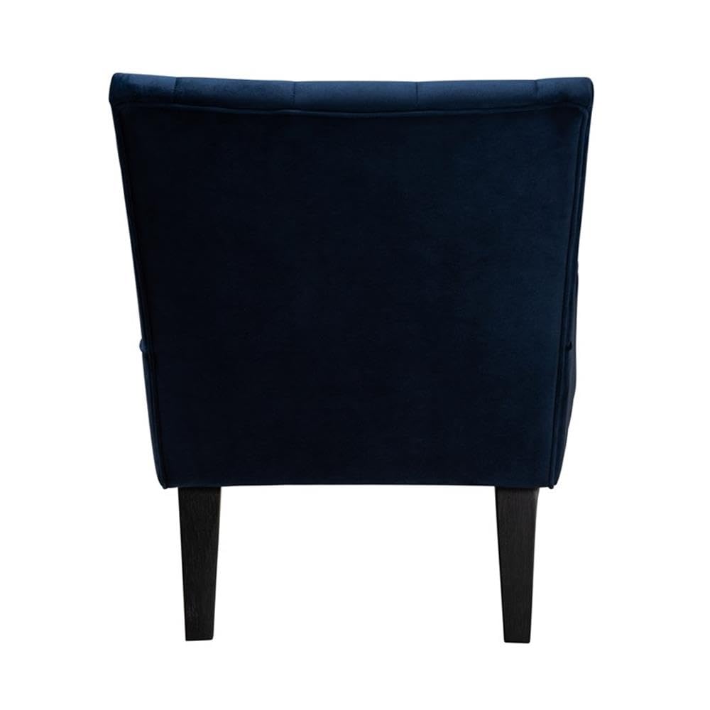 Baxton Studio Harmon Modern and Contemporary Transitional Navy Blue Velvet Fabric Upholstered and Black Finished Wood Accent Chair