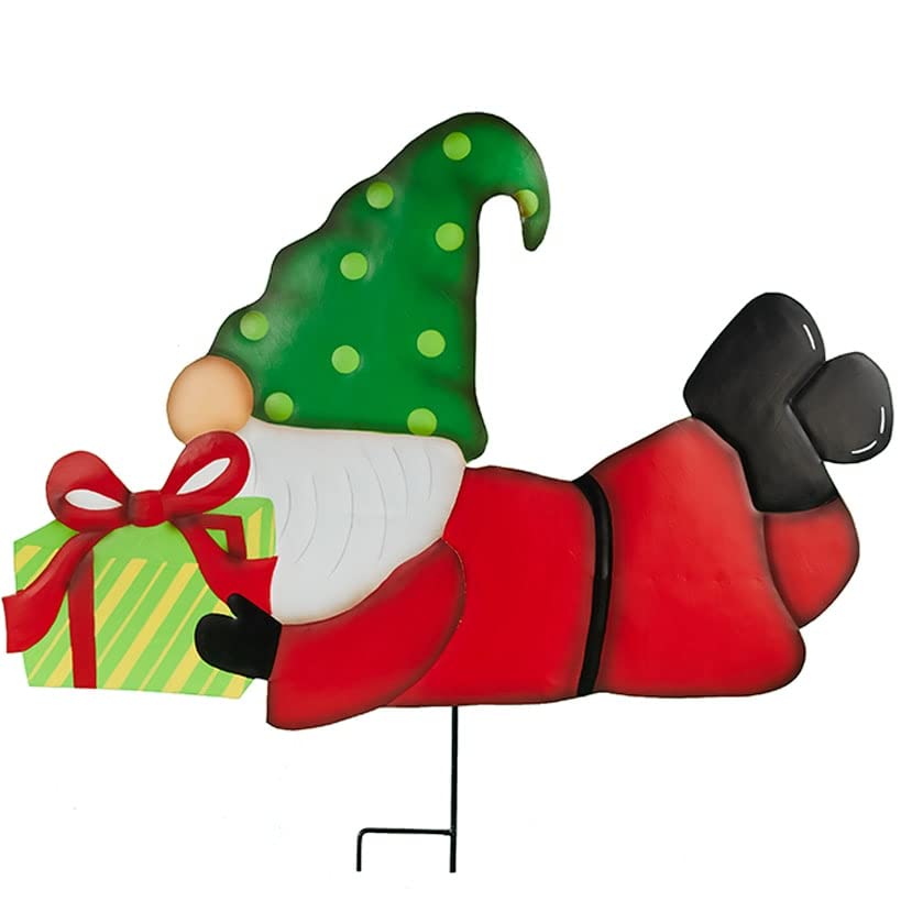 Christmas Gnome Garden Stakes - Present