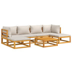 vidaXL - 7 Piece Outdoor Patio Furniture Set - Light Gray Cushions, Solid Acacia Wood, Modular Design - Lounge Sofa, Coffee Table