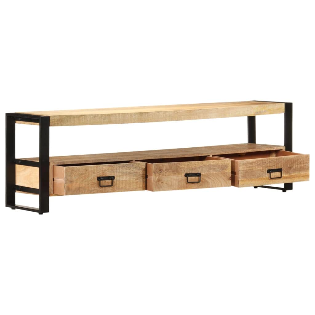 vidaXL Mango Wood TV Stand - Solid Construction - Powder-Coated Steel Frame - Ample Internal Storage - Rustic Charm - Compliant with California Proposition 65