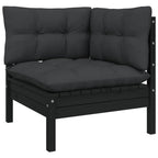 vidaXL Solid Pinewood Patio Lounge Set 14 Piece with Cushions Garden Outdoor Lawn Yard Terrace Balcony Wooden Seat Seating Furniture Black