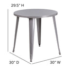 Flash Furniture Jeffrey Commercial Grade 30" Round Silver Metal Indoor-Outdoor Table