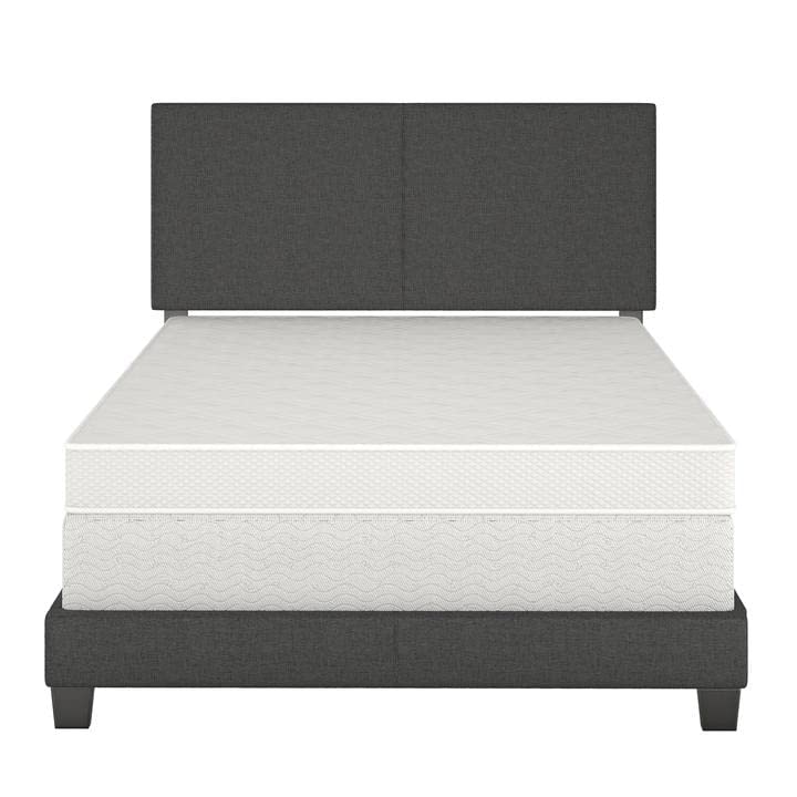 Sleep Sync Tivoli Charcoal Linen Upholstered Platform Bed Frame In Four Sizes Queen Glam, Modern & Contemporary