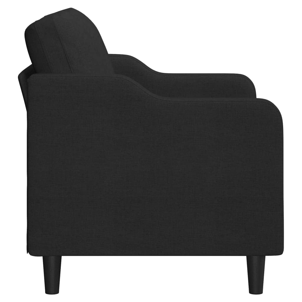 vidaXL Modern 2-Seater Sofa - Black Fabric and Metal Frame with Thick Padding for Living Room, Lounge, Patio Seating