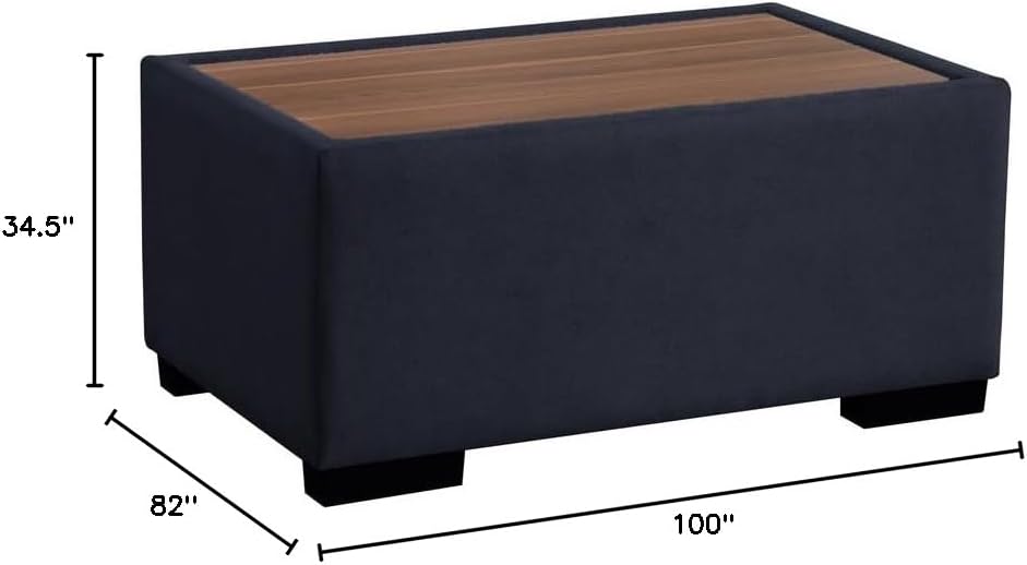 Joshua 100W Dark Gray Woven Fabric Sectional Sofa with Right Facing Chaise and Console Ottoman