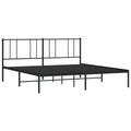 vidaXL Robust Metal Bed Frame, Powder-Coated Steel Construction, Black, 76"x79.9" Size, with Metal Slats & Centre Legs, Under Bed Storage, Headboard Included