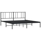 vidaXL Robust Metal Bed Frame, Powder-Coated Steel Construction, Black, 76"x79.9" Size, with Metal Slats & Centre Legs, Under Bed Storage, Headboard Included