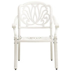 vidaXL Classic White Bistro Set, 5 Piece Outdoor Patio Furniture, Sturdy Cast Aluminum, Weather-Resistant, Umbrella Hole