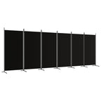 Vidaxl 6-Panel Room Divider Black 204.7''X70.9'', Polyester Fabric And Iron Material, Versatile Functionality, Foldable Design A