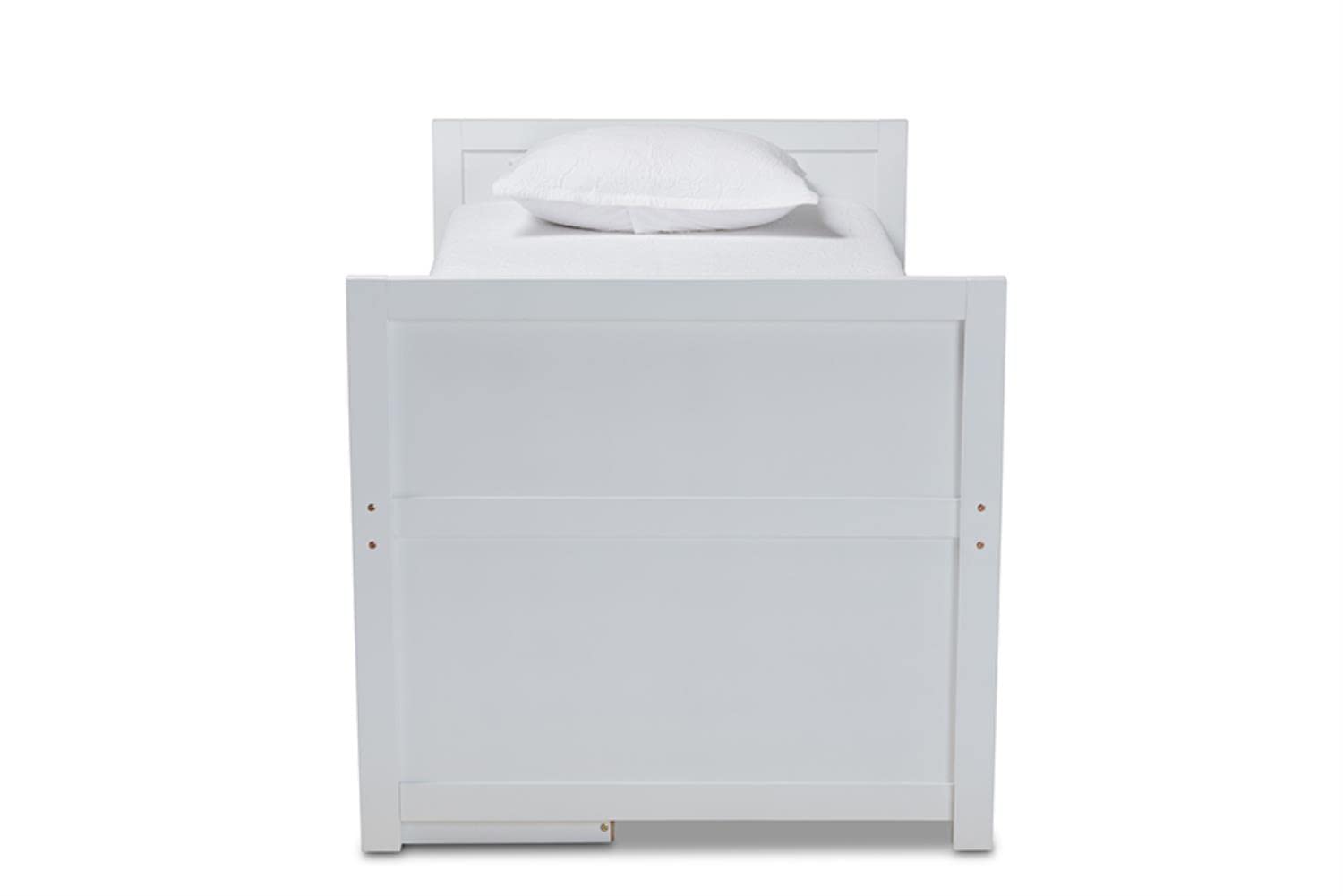 Baxton Studio Mirza Modern and Contemporary White Finished Wood 5-Drawer Twin Size Storage Bed with Pull-Out Desk