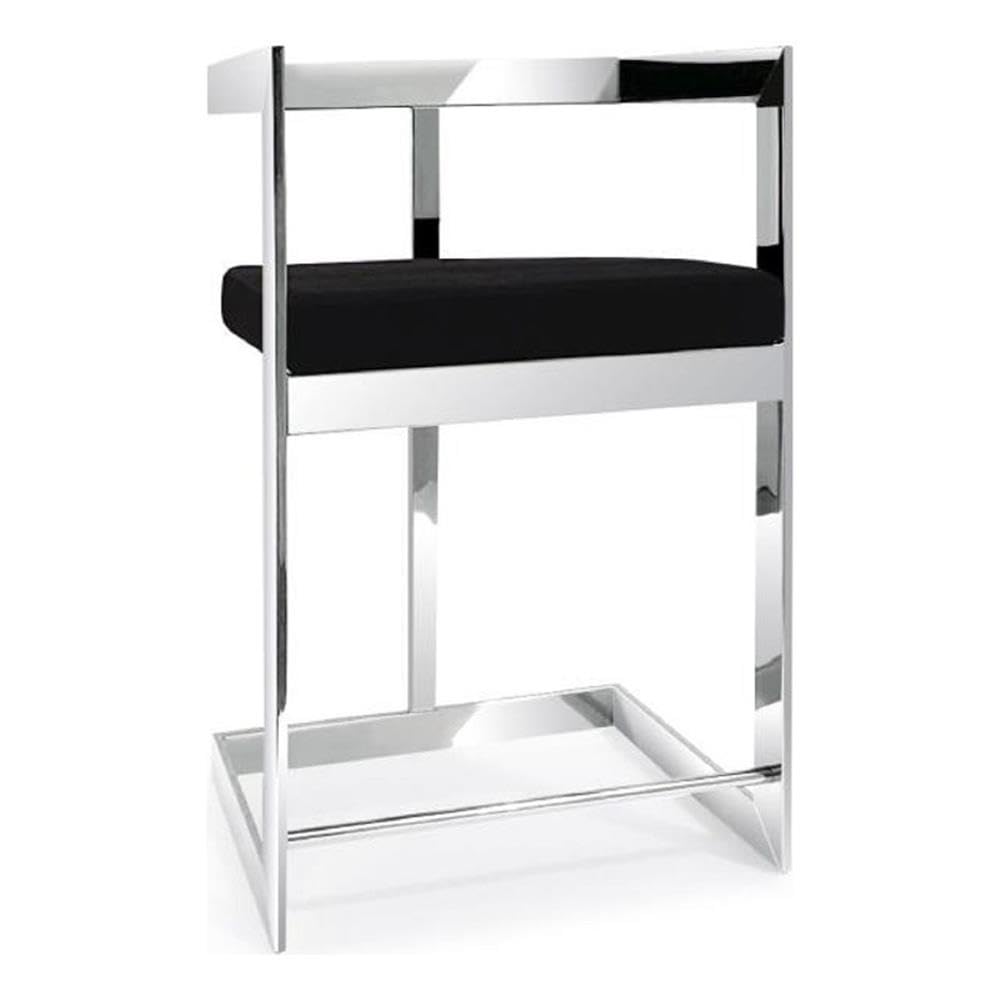 Neos Modern Furniture Bar Stool, 30'' With Black Cushion And Stainless Steel Base