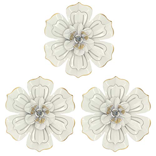 8 Inch Large Metal Flower Wall Art Multiple Layer Home Decor For Outdoor Home Garden Porch Patio Set Of 3