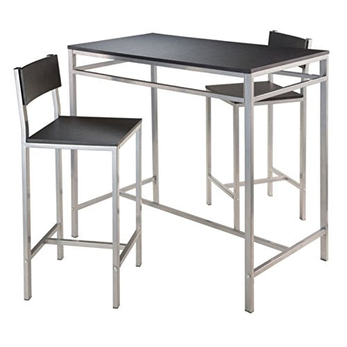Ergode Hanley High Table Set | Chic & Functional | 42'W x 23.62'D Table | 38.03'H | 2 Stools - 15.35'W x 16.92'D x 37.56'H | 220 lbs Capacity | 57.65 lbs Weight