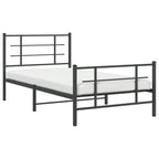 vidaXL Metal Single Bed Frame - Black Steel with Headboard/Footboard, Breathable Support Slats, Under-Bed Storage | 39.4"x78.7" Dimensions